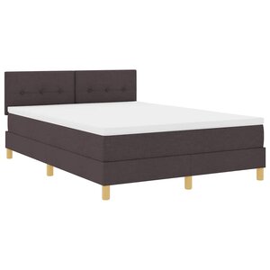 vidaXL Lit à ressort LED avec coussin Marron foncé 140 x 200 cm tissu