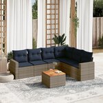 vidaXL Salon de jardin 7 Pièces avec coussins gris résine tressée