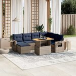 vidaXL Salon de jardin 8 Pièces avec coussins gris résine tressée