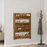 vidaXL Cabinets à chaussures muraux 2 Pièces Vieux bois 60 x 18 x 60 cm