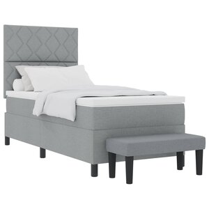vidaXL Lit à ressorts avec matelas Gris clair 100 x 200 cm tissu