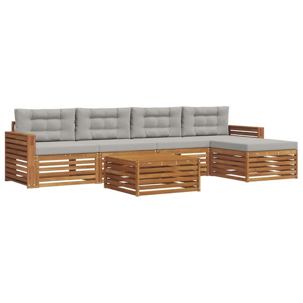 vidaXL Ensemble de canapés d'extérieur 6 Pièces Gris Naturel et Clair