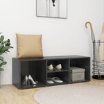 vidaXL Banc de rangement à chaussures Gris brillant Bois d’ingénierie