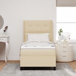 Lit Box Spring vidaXL avec Matelas & LED Crème 90x200 cm Tissu