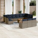 vidaXL Salon de jardin avec coussins 14 Pièces gris résine tressée