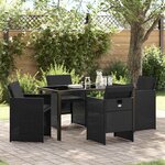 vidaXL Ensemble de salle à manger pour jardin 5 Pièces Noir polyrotin