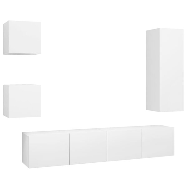 vidaXL Ensemble de meubles TV 5 Pièces Blanc Bois d'ingénierie