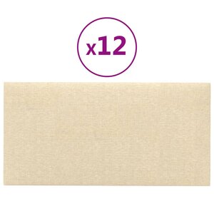 vidaXL Panneaux muraux 12 Pièces Crème 30x15 cm Tissu 0 54 m²