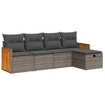 vidaXL Salon de jardin 5 Pièces avec coussins gris résine tressée