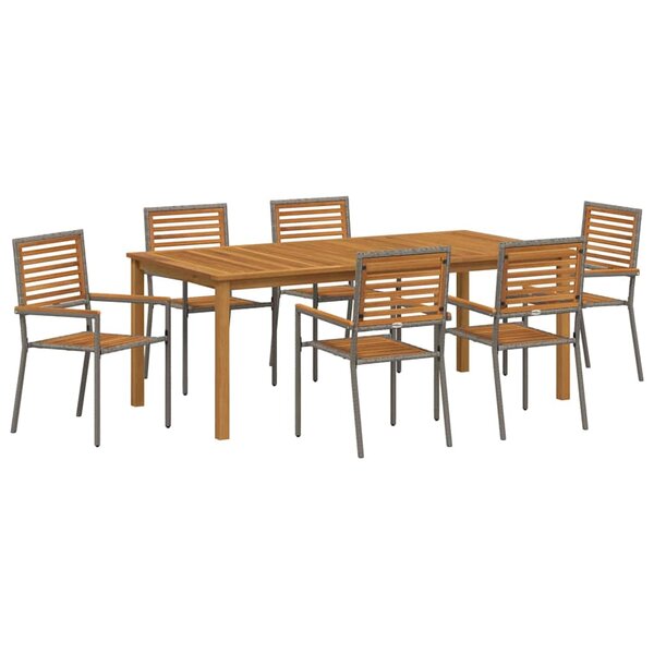vidaXL Ensemble de salle à manger pour jardin 7 Pièces Gris Poly rotin