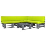vidaXL Salon de jardin palette 4Pièces avec coussins Pin imprégné de gris