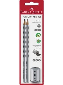 Kit de 2 crayons GRIP 2001 + 1 taille-crayon GRIP Mini Silver FABER-CASTELL