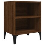 vidaXL Tables de chevet pieds en métal 2 Pièces chêne marron 40x30x50 cm