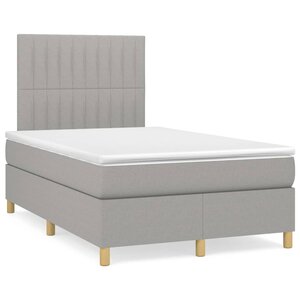 vidaXL Sommier à lattes de lit avec matelas Gris clair 120x200cm Tissu