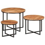 vidaXL Tables basses gigognes 3 Pièces bois massif d'acacia et fer