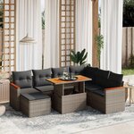 vidaXL Salon de jardin 8 Pièces avec coussins gris résine tressée