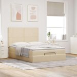 VidaXL Cadre de lit ottoman avec matelas crème 140x200 cm tissu