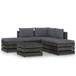 vidaXL Salon de jardin 6 Pièces avec coussins Bois imprégné de gris