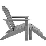 Tectake Chaise de jardin JANIS avec repose-pieds JOPLIN et table KAMALA - gris