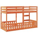 vidaXL Lit superposé cire marron 75x190 cm bois de pin massif