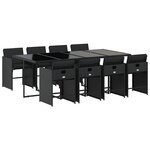 vidaXL Ensemble à manger de jardin 9Pièces coussins noir résine tressée