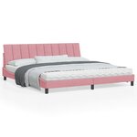 vidaXL Cadre de lit avec lumières LED rose 200x200 cm velours