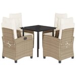 vidaXL Ensemble à manger de jardin avec coussins 5Pièces Beige poly rotin