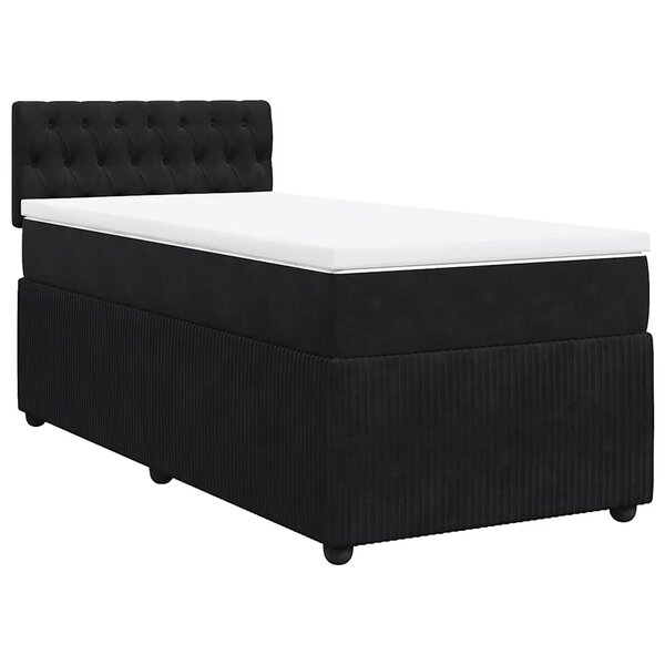 vidaXL Sommier à lattes de lit avec matelas Noir 90x190 cm Velours