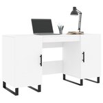 Bureau table poste de travail meuble d'ordinateur informatique étude 140 x 50 x 75 cm bois d'ingénierie blanc 02_0023512