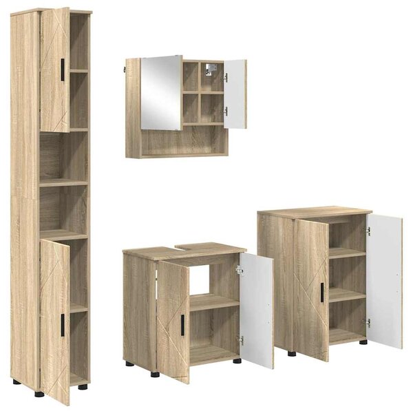 vidaXL Ensemble de mobilier de salle de bain 4 Pièces Chêne Sonoma