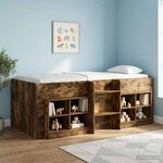 vidaXL Cadre de Lit Élevé pour Enfants 2 Pièces Chêne fumé 90 x 200 cm
