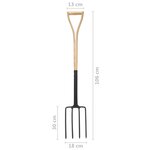 vidaXL Fourche à creuser de jardin poignée en YD acier / bois de frêne