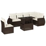 vidaXL Salon de jardin avec coussins 7 Pièces marron résine tressée