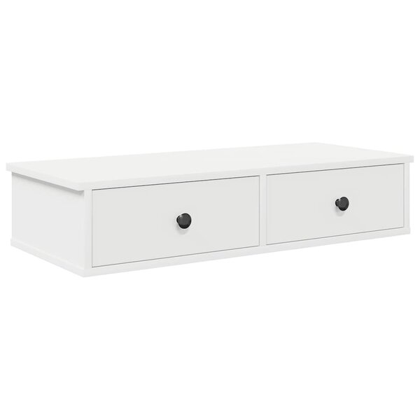 vidaXL Étagère murale avec tiroirs blanc 80x31x17 cm bois d'ingénierie