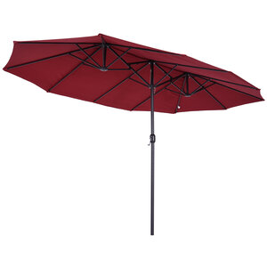 Parasol de jardin XXL parasol grande taille 4,6L x 2,7l x 2,4H m ouverture fermeture manivelle acier polyester haute densité bordeaux