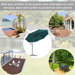 Parasol déporté octogonal inclinable manivelle pied acier Ø 3 x 2 5H m vert