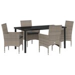 vidaXL Ensemble de jardin 5 pièces avec des coussins gris en poly rotin
