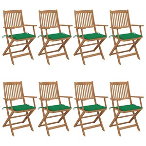 vidaXL Chaises pliables de jardin 8 Pièces avec coussins Bois d'acacia