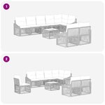 vidaXL Ensemble de canapé de jardin 9 pc Noir polyrotin