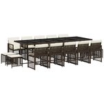 vidaXL Ensemble à manger de jardin avec coussins 15 Pièces marron rotin