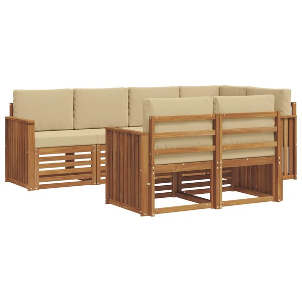 vidaXL Ensemble de canapé d'angle avec coussin 7 Pièces Naturel et Beige