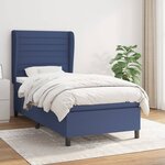 vidaXL Sommier à lattes de lit avec matelas Bleu 90x200 cm Tissu