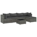 vidaXL Salon de jardin 6 Pièces avec coussins Gris Résine tressée