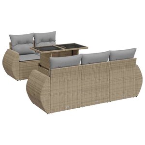 vidaXL Salon de jardin avec coussins 6 Pièces beige résine tressée