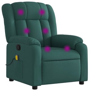 vidaXL Fauteuil inclinable de massage vert foncé tissu