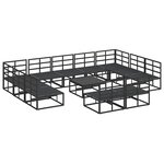 vidaXL Ensemble de canapé de jardin avec coussin 12 Pièces Noir Aluminium