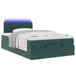 vidaXL Lit ottoman avec matelas et LED vert foncé 90x200cm velours
