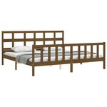 vidaXL Cadre de lit avec tête de lit marron miel 200x200cm bois massif