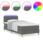 vidaXL Lit Box Spring avec Matelas & LED Gris foncé 100x200 cm Tissu