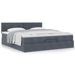 VidaXL Cadre de lit ottoman avec matelas gris foncé 180x200 cm velours